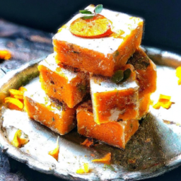 Paneer Orange Barfi - Fusion Mithai!